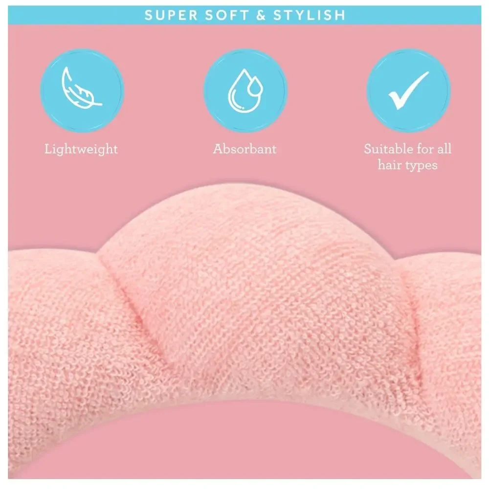 6-pack Spa Headbands for Women Ladies Puffy Makeup Headband 3‎ Colors Pink Black